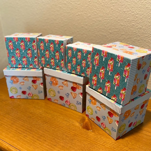 Popsicles & Fruit Themed Decorative Storage Nesting Boxes Set Of 7, Glitter Lids - Picture 7 of 16